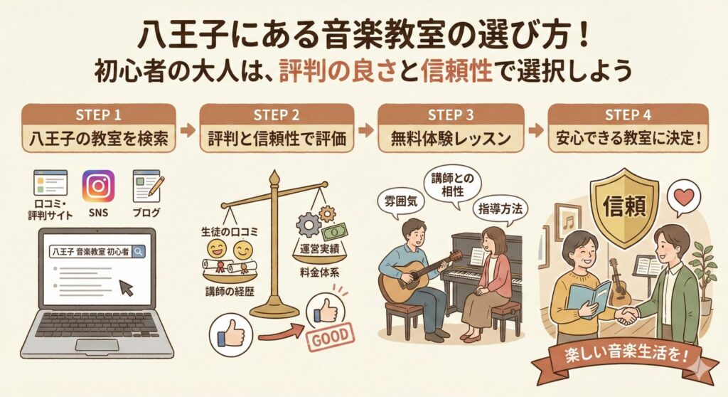 八王子にある音楽教室の選び方！初心者の大人は、評判の良さと信頼性で選択しよう