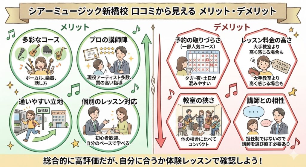 シアーミュージック新橋校の口コミから見えるメリット・デメリット