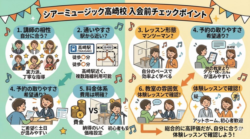 シアーミュージック高崎校の入会前に確認しておきたいチェックポイント