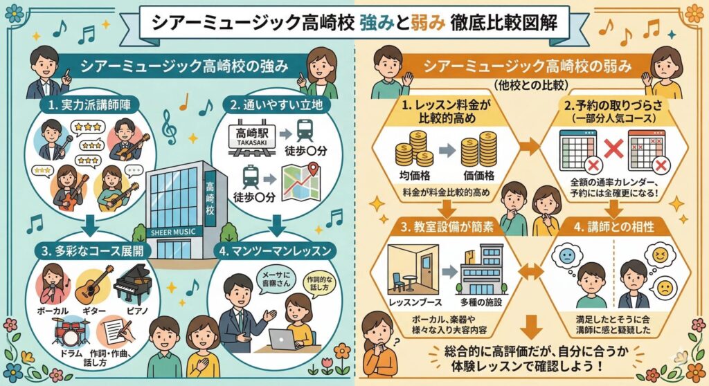 比較からわかるシアーミュージック高崎校の強みと弱み