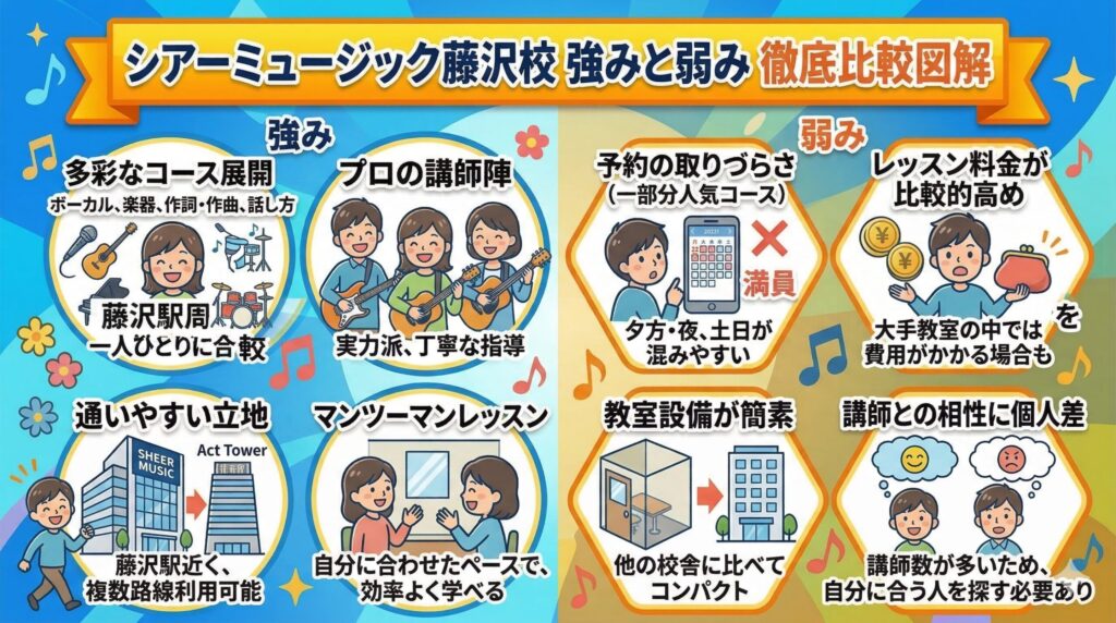 比較からわかるシアーミュージック藤沢校の強みと弱み