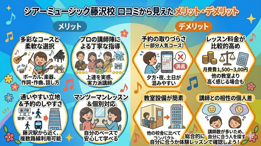 シアーミュージック藤沢校の口コミから見えるメリット・デメリット