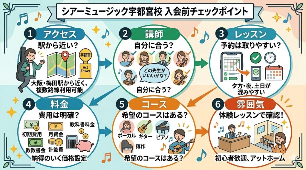 シアーミュージック宇都宮校の入会前に確認しておきたいチェックポイント