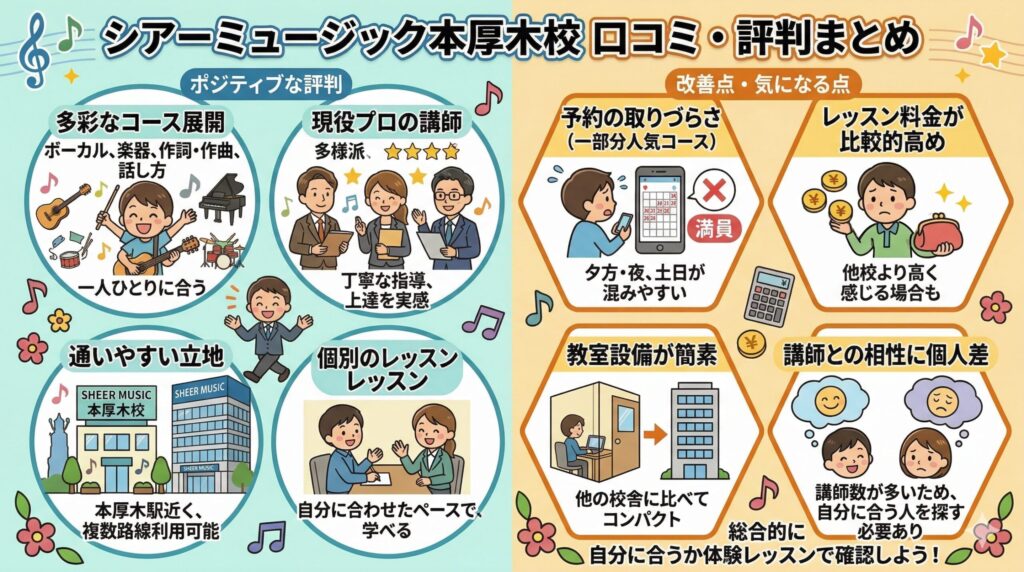 シアーミュージック本厚木校の口コミ・評判まとめ