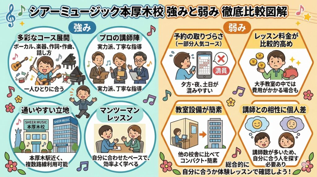 比較からわかるシアーミュージック本厚木校の強みと弱み