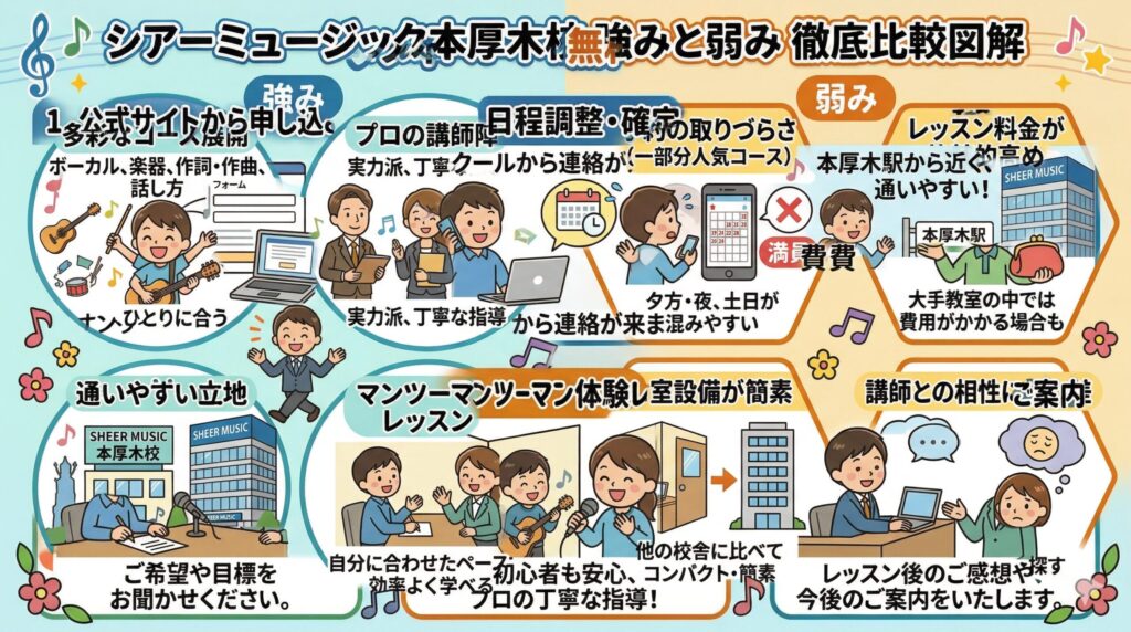 シアーミュージック本厚木校の体験レッスン申し込みから受講までの流れ