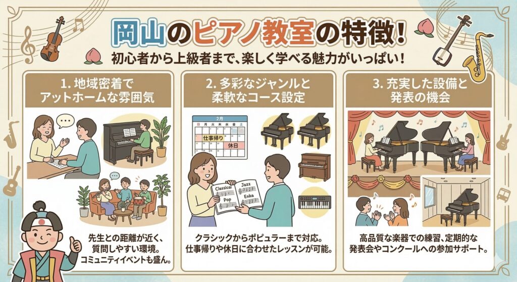 岡山のピアノ教室の特徴