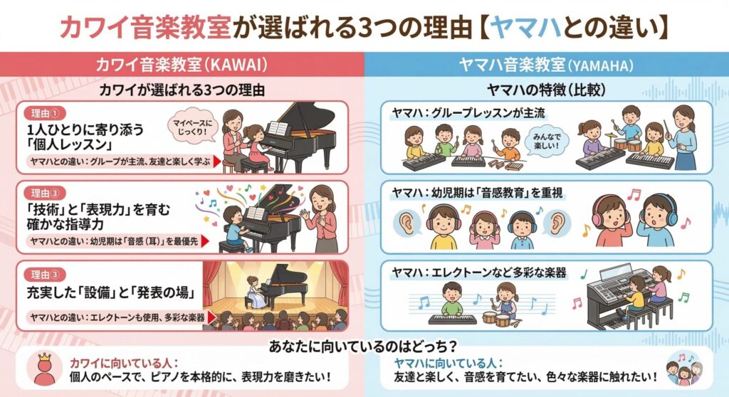 カワイ音楽教室が選ばれる3つの理由【ヤマハとの違い】