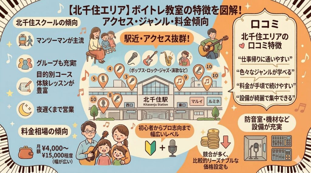 北千住エリアのボイトレ教室の特徴