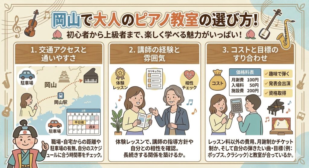 岡山で大人のピアノ教室の選び方