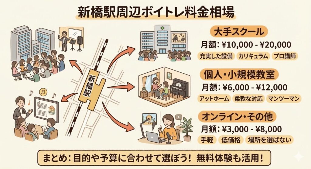 新橋駅周辺のボイトレ料金相場