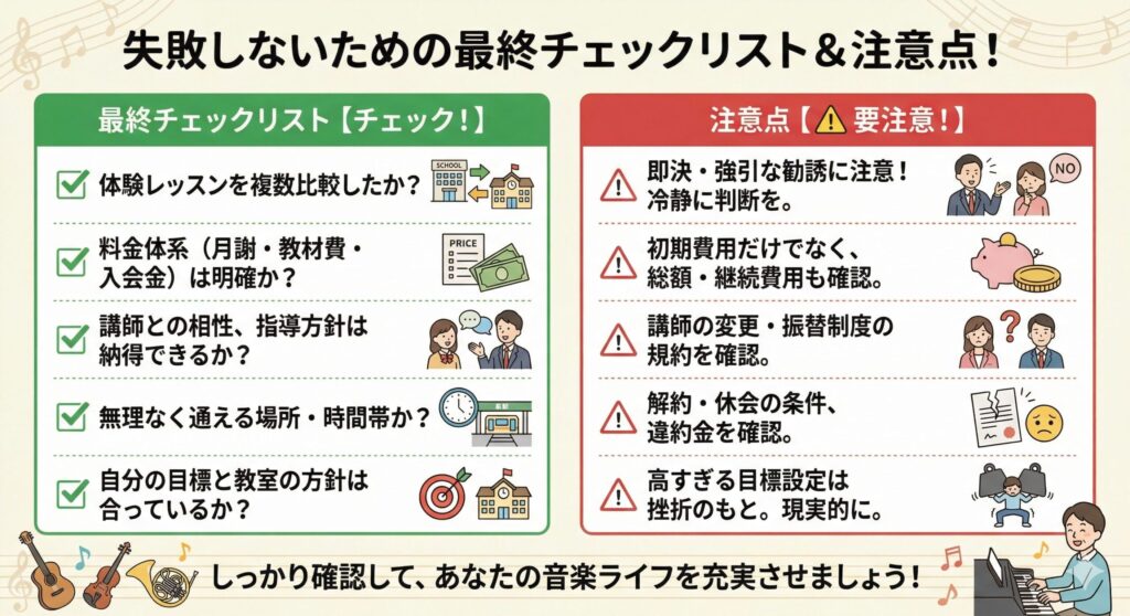 失敗しないための最終チェックリストと注意点