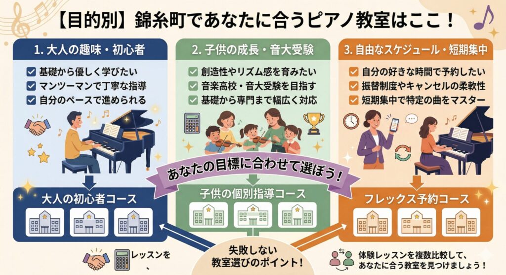 【目的別】錦糸町であなたに合うピアノ教室はここ！