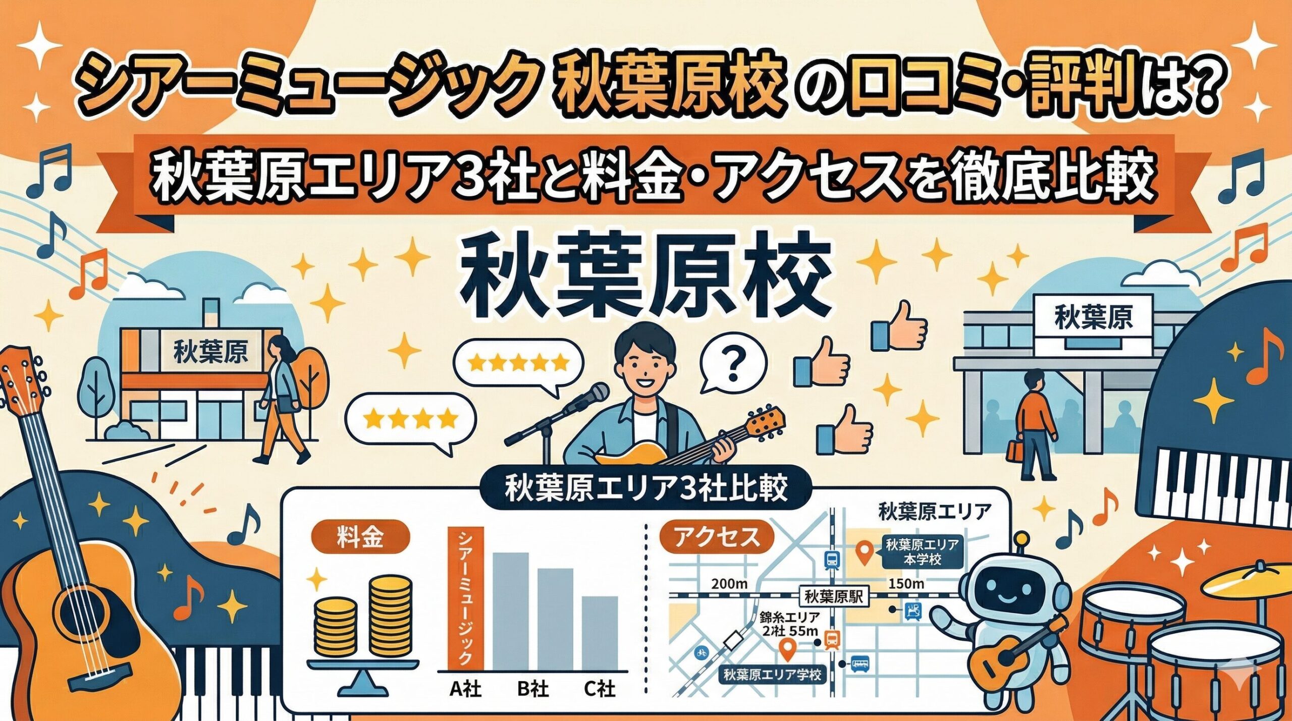 シアーミュージック秋葉原校の口コミ・評判は？秋葉原エリア3社と料金・アクセスを徹底比較