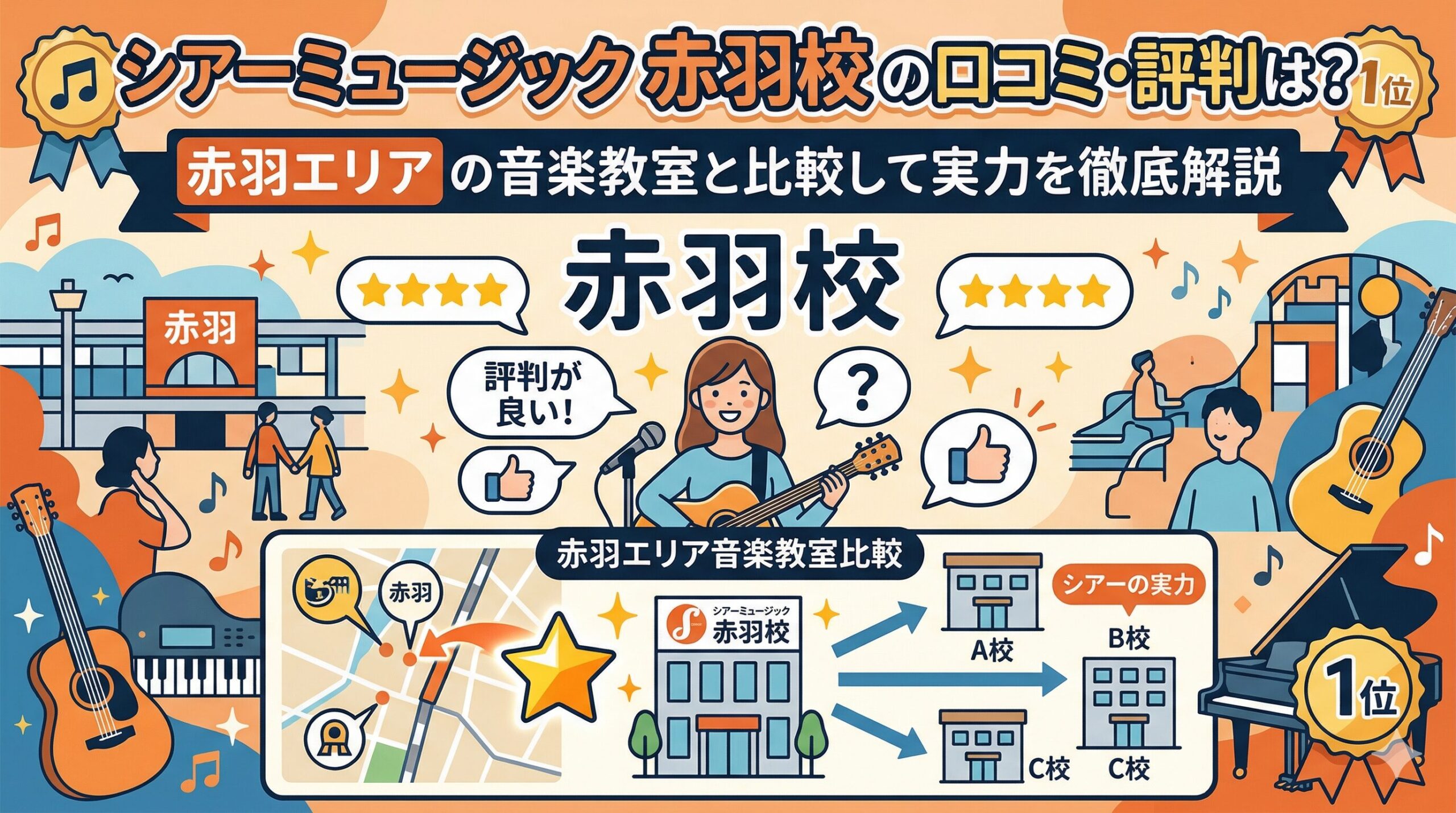 シアーミュージック赤羽校の口コミ・評判は？赤羽エリアの音楽教室と比較して実力を徹底解説