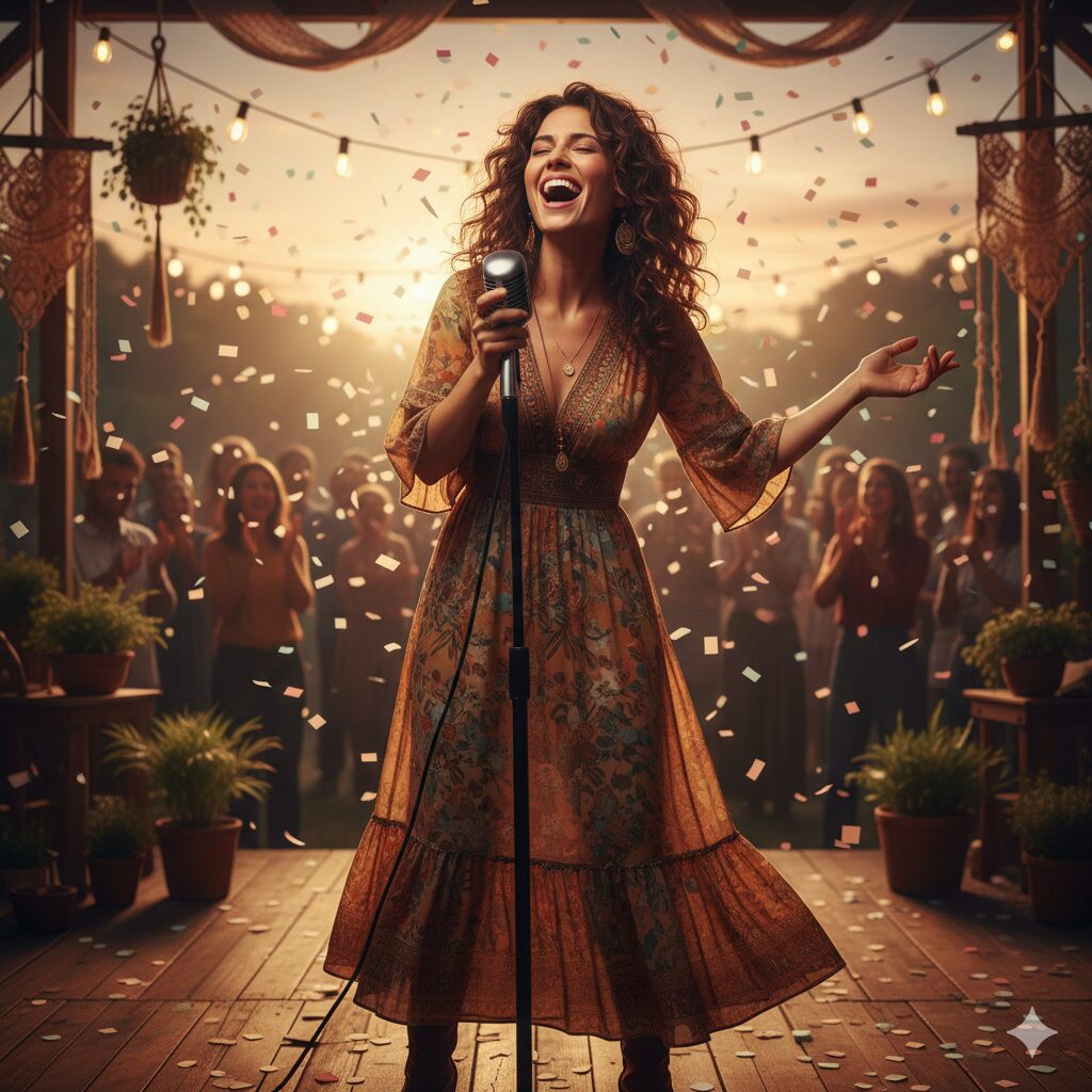 シアーミュージック大森校で楽しく歌う女性