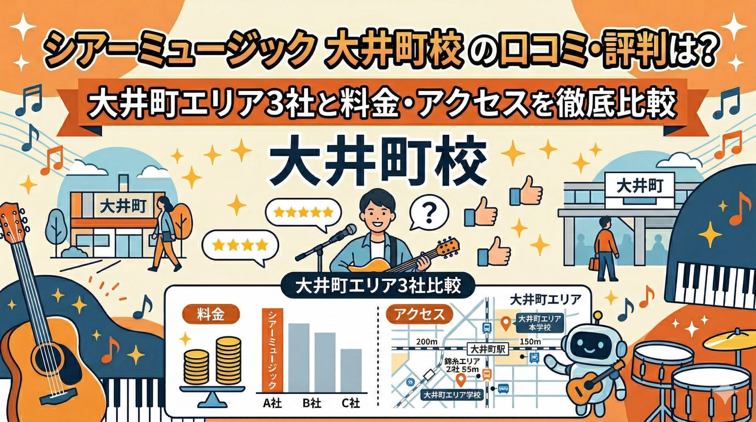 シアーミュージック大井町校の口コミ・評判は？大井町エリア3社と料金・アクセスを徹底比較