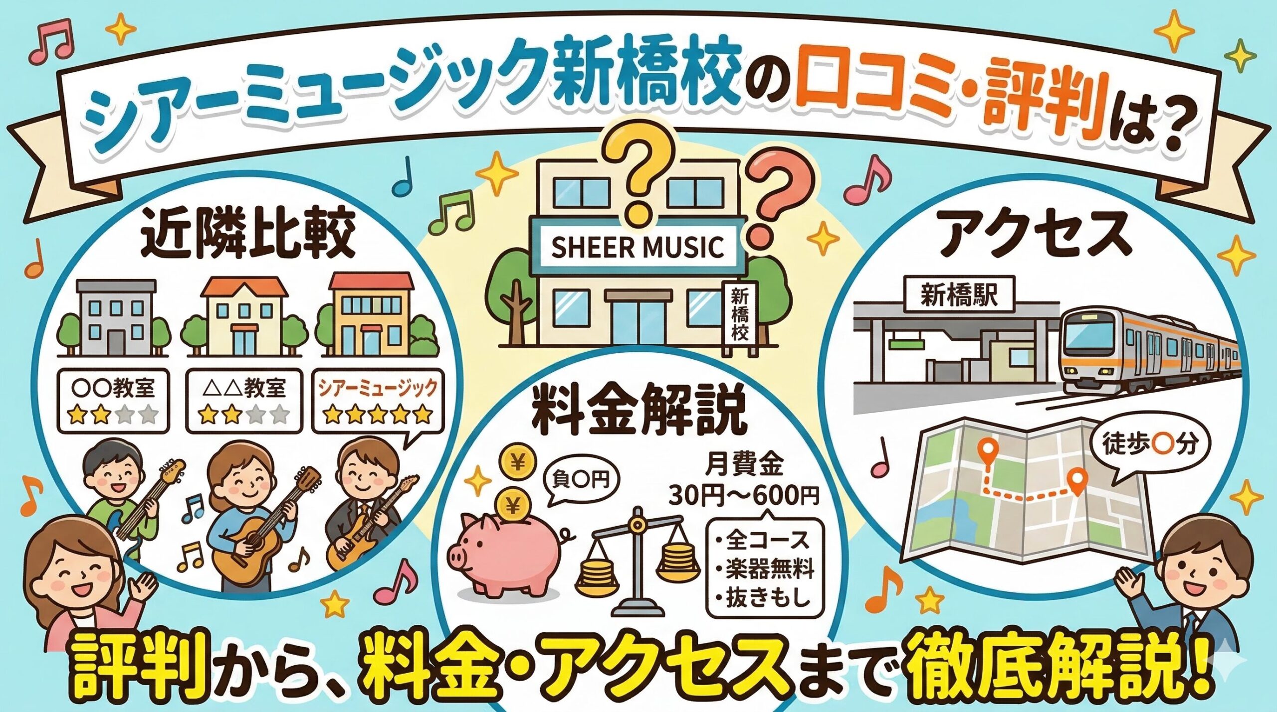 シアーミュージック新橋校の口コミ・評判は？近隣比較や料金・アクセスも解説