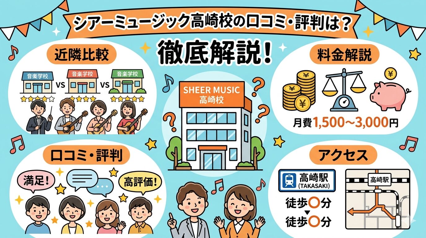 シアーミュージック高崎校の口コミ・評判は？近隣比較や料金・アクセスも解説
