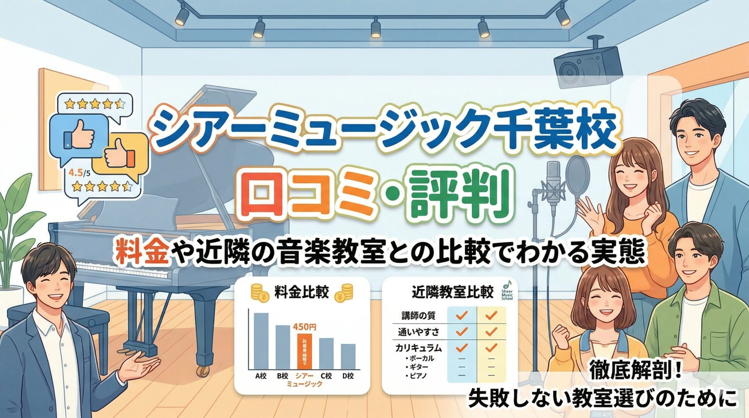 シアーミュージック千葉校の口コミ・評判は？料金や近隣の音楽教室との比較でわかる実態