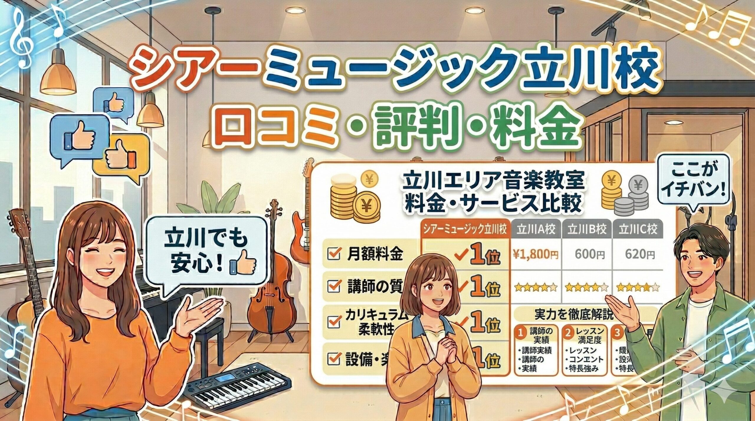 シアーミュージック立川校の評判は？口コミ・料金・近隣比較でわかる実力