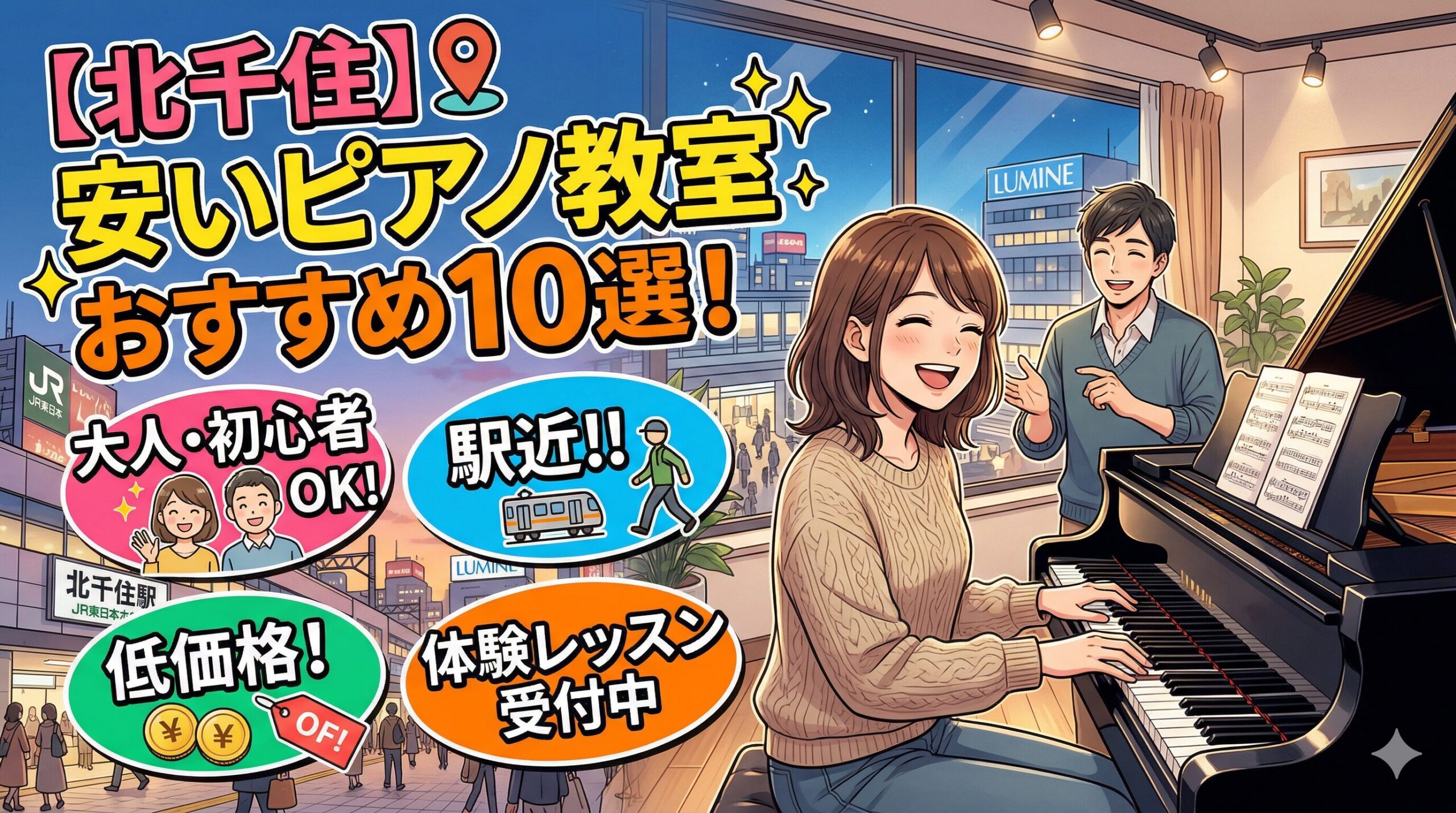 【北千住】安いピアノ教室おすすめ10選！大人・初心者OKで駅近