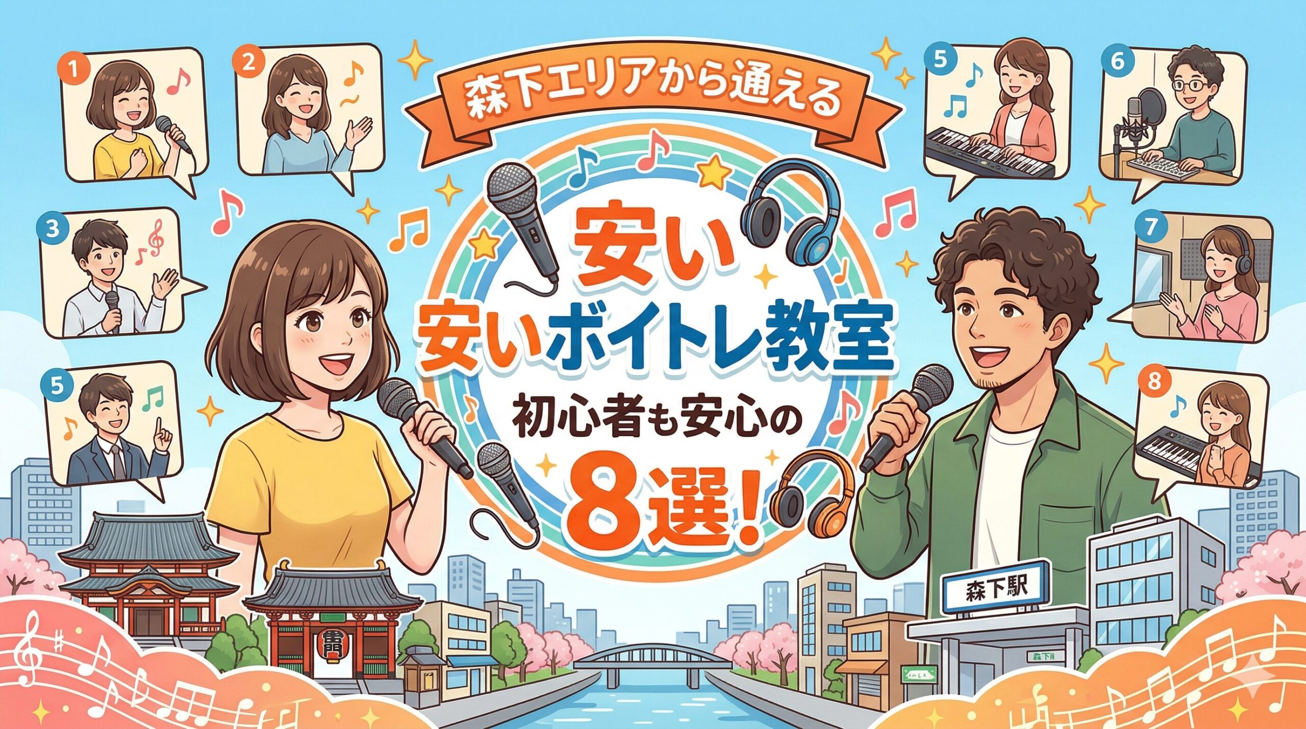 森下エリアから通えるの安いボイトレ教室8選！初心者も安心
