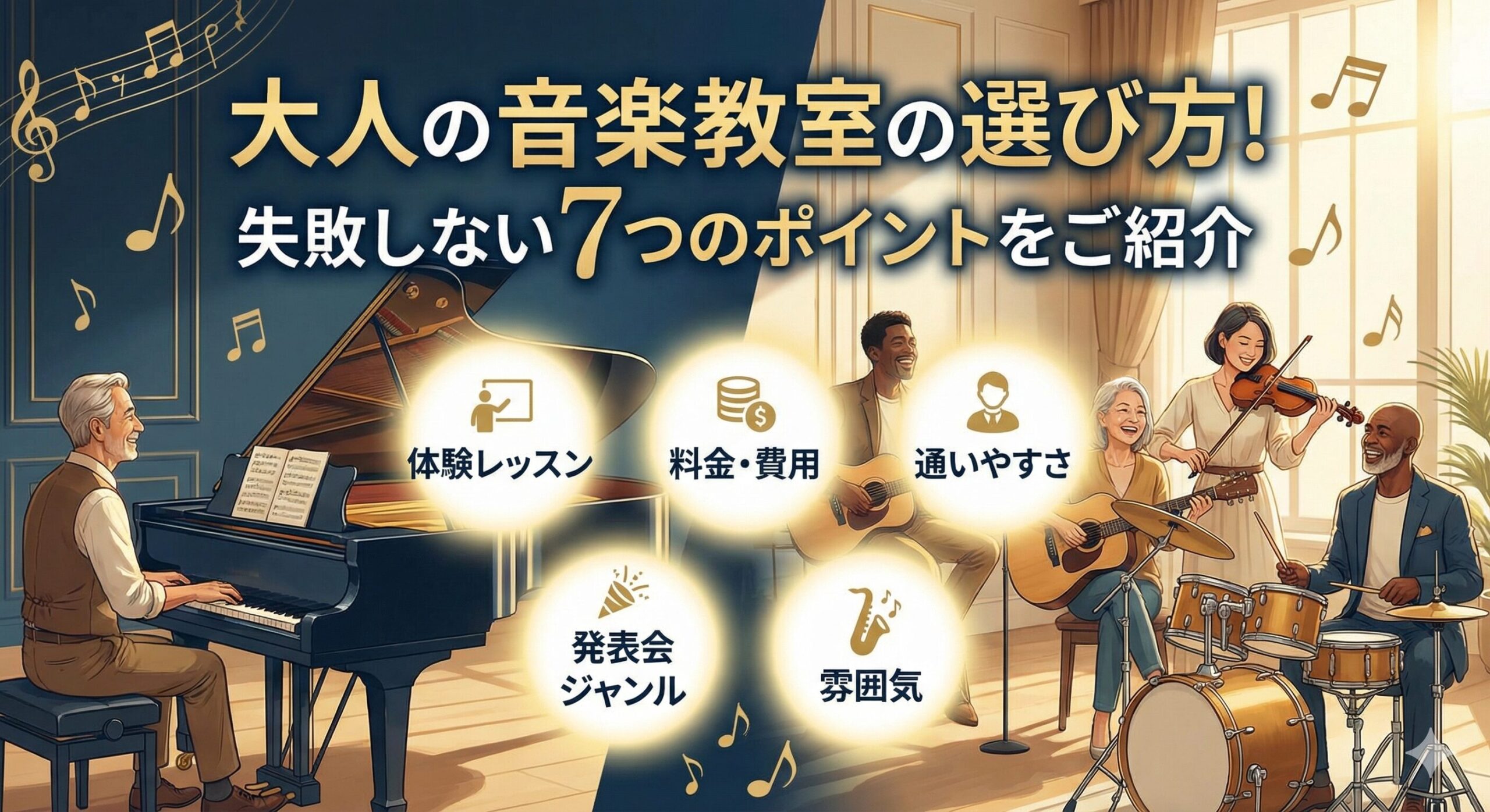 大人の音楽教室の選び方！失敗しない7つのポイントをご紹介